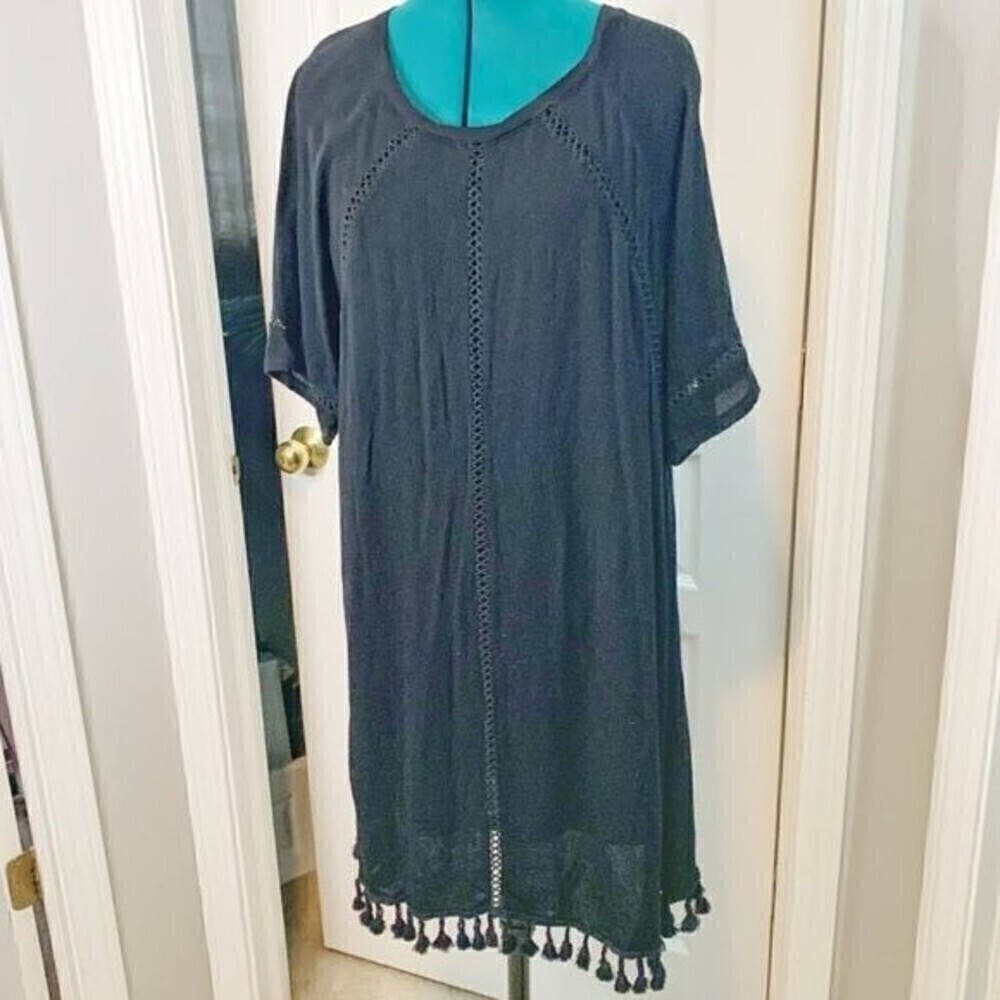Boohoo Cassie Festival Tassel Shift Casual Summer Boho Relaxed Fit Lined Dress